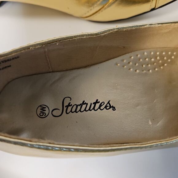 🌹Statues Gold Wedge Heels sz 9w - Picture 5 of 7